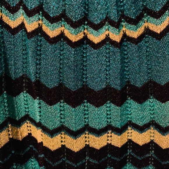 BEBE Green Gold Black Metallic Knit Mini Dress M - Picture 3 of 8